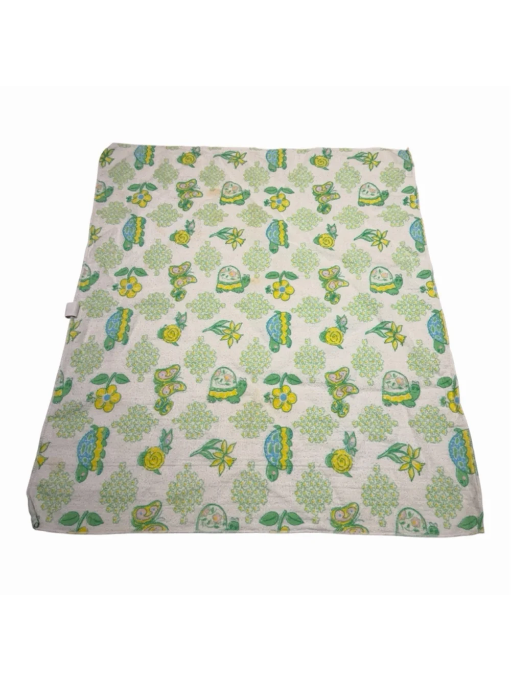 VTG Riegel Baby Security Blanket 23x27‎ Cotton Turtle Butterfly Floral USA READ
